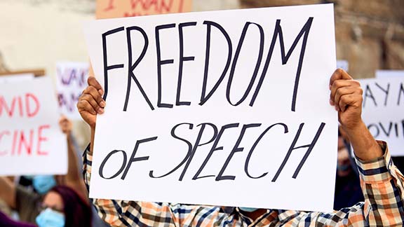 Freedom of Speech protest sign