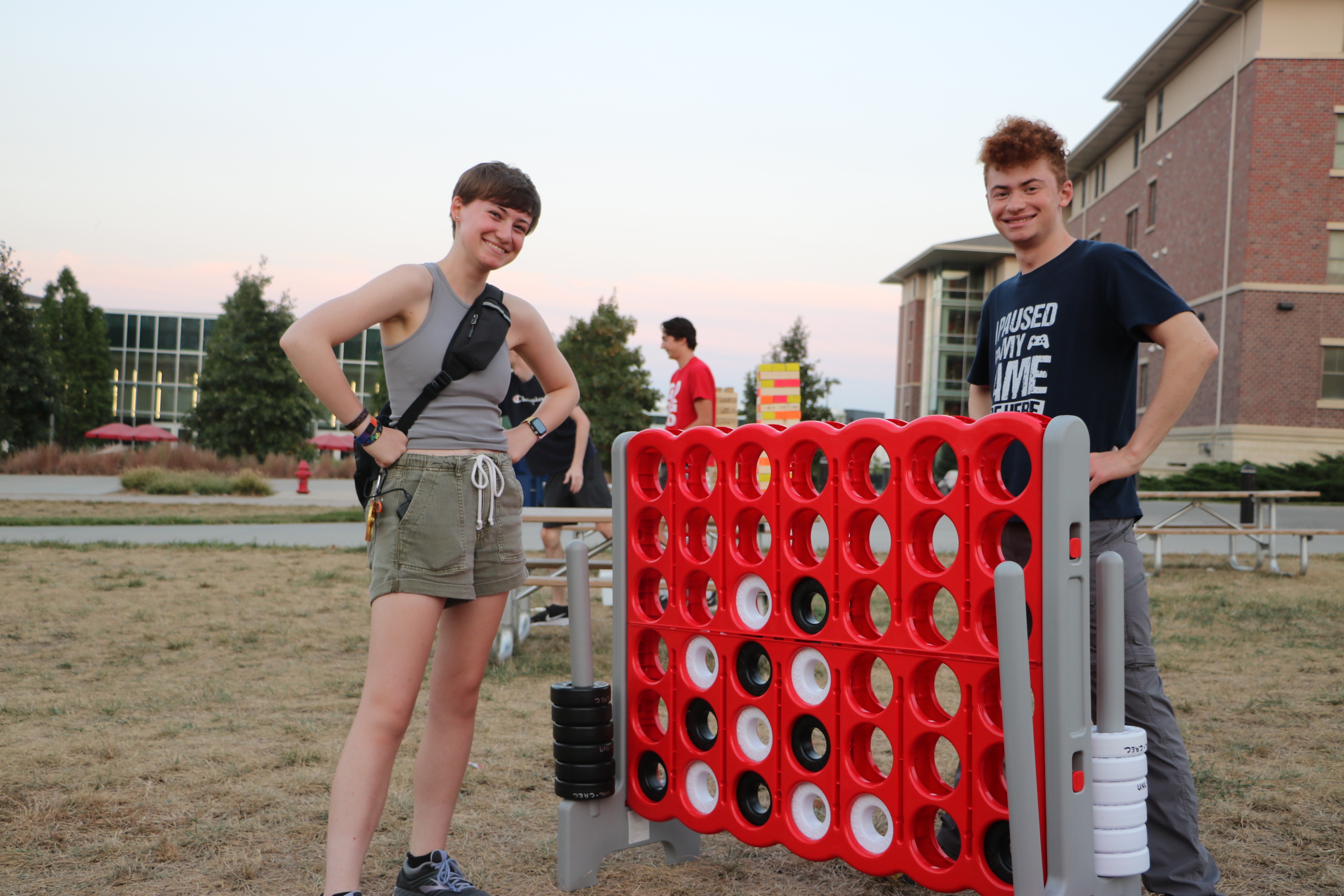 Students smiling and playing games