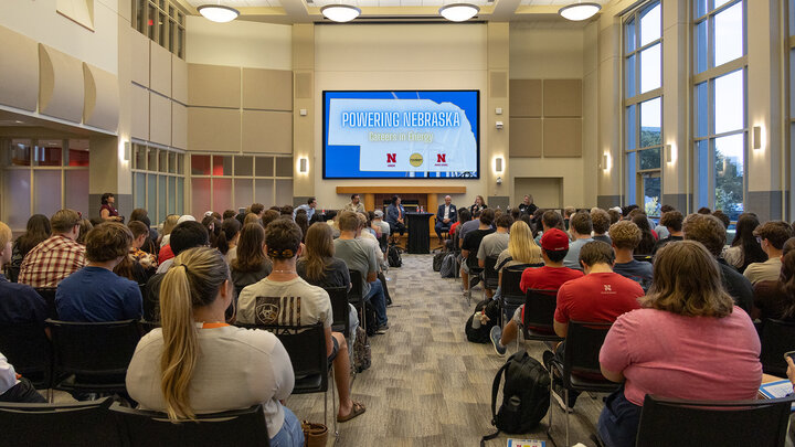 Students and industry leaders gather for “Powering Nebraska: Careers in Energy,” an Oct. 8 event exploring career opportunities and challenges in Nebraska’s energy sector.