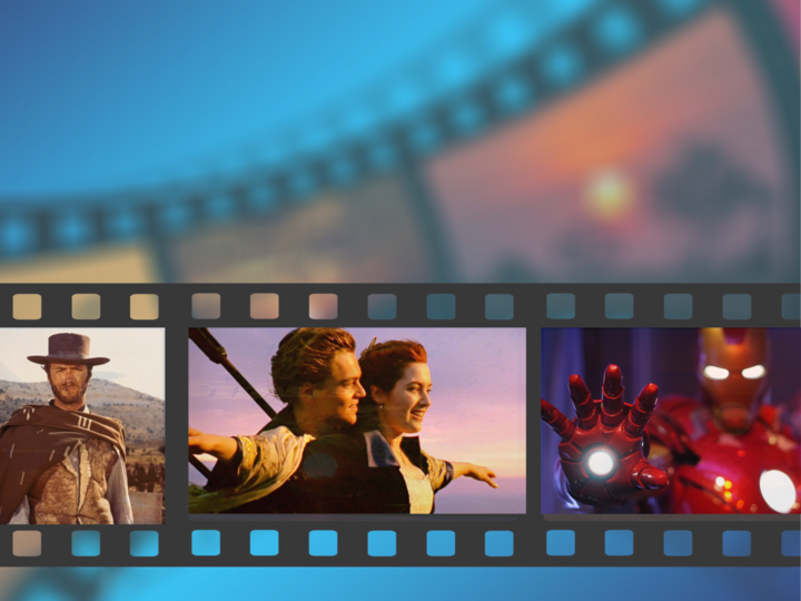 Roll of film with famous movie scenes