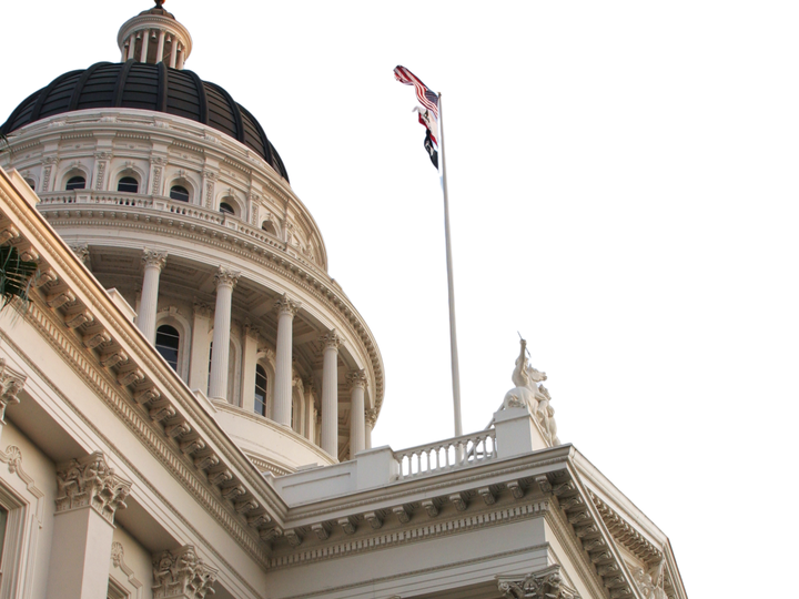 Domed building with American flag flying