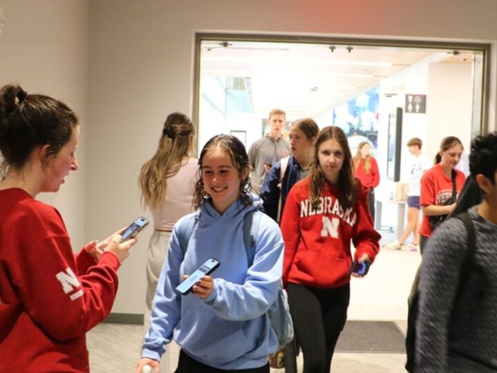 Students checking in to an event