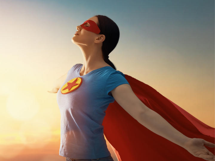 Woman dressed as a superhero