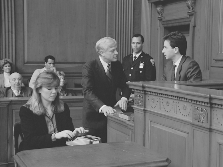Film showing a courtroom