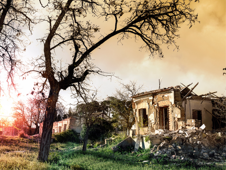 Abandoned, run-down buildings