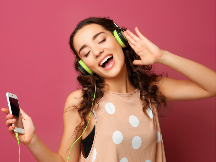 Person with headphones on listening to music