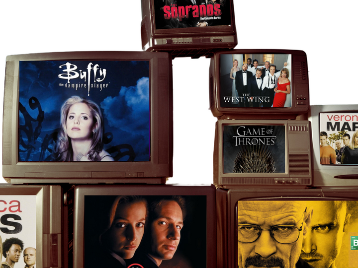 stack of televisions