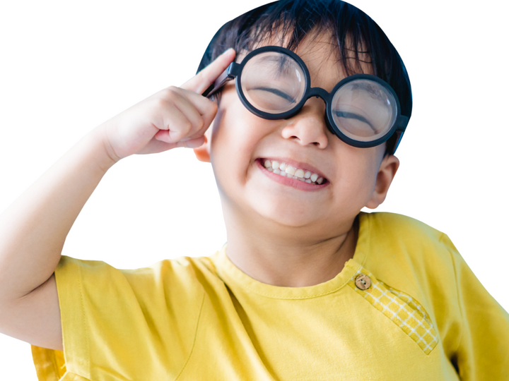 Smiling child with glasses on