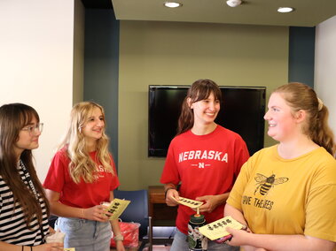 Students talking in a group