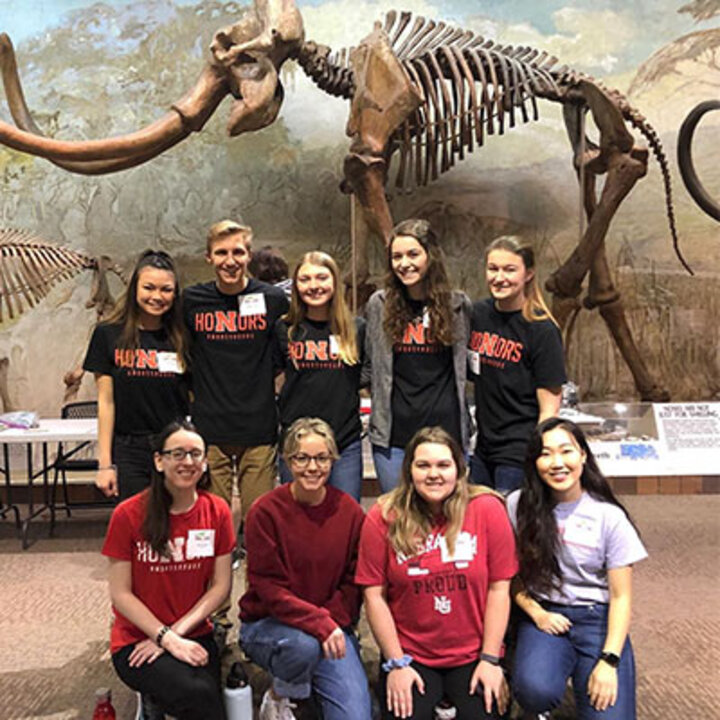 Keegan Oldani with other Honor students in the Museum