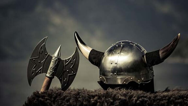 Viking hat and ax